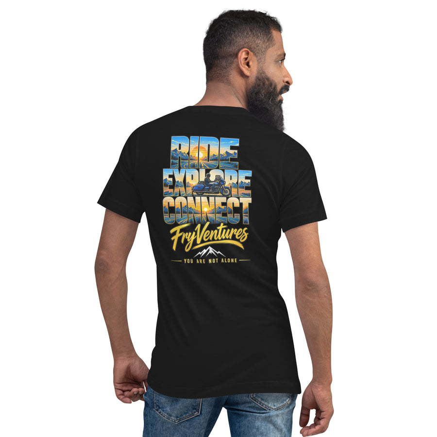 Ride Explore Connect - Short Sleeve V-Neck T-Shirt